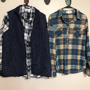 Vest and plaid shirt bundle size large